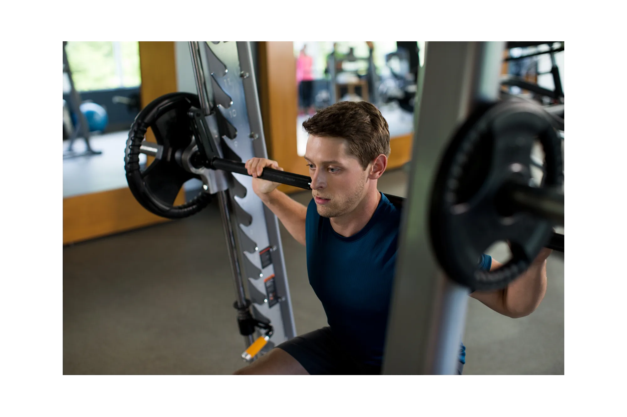 DPL Closeup, Smith Machine, Man Workout (Padded)